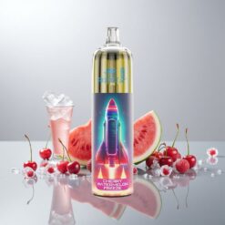 JNR Rocket-X 12400 Puhallus Säädettävä ilmavirta RGB-valot 1.2ohm Mesh-käämi 850mAh akku 25ml nestemäärä Type-C nopealataus Kirsika-Vesimeloni-Jää