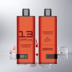 Lavie Cube 20000 Puffs Kertakäyttöinen Vape Mansikka-Litsi-Jää (28ML, 600mAh, Type-C)