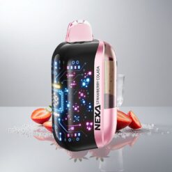 NEXA Ultra 50K 50000 tupakkaa 20ml täytetty 800mAh akku 5% nikotiinia 0.9ohm Dual Mesh 3d Kaareva Näyttö Type-c Lataus Mansikka-Kolada