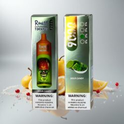 RandM Tornado 9000 Puffs 18 mL Mesh-käämi RGB-näyttö 54 Maku Sour Candy