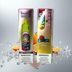 RandM Tornado 9000 Puffs 54 Makuvalikoima 850 mAh 18 mL Mesh-käämi RGB-näyttö Jääpuikko