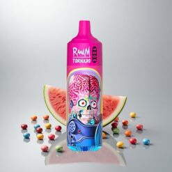 RandM Tornado 9000 Puffs Vesimeloni Skittles 850 mAh Ladattava 18 mL Mesh-käämi RGB-näyttö