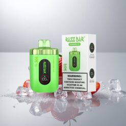 Razz Bar 50K Puffs Disposable Vape Mansikka-Jää + 50000 Tuhinaa, 1.0 Ohm Verkkokäämi, 650 mAh, Type-C, 2% Nikotiinia